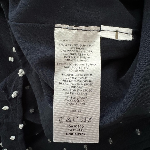 Loft, size XXS petite, polka dot dress, navy and white - Picture 3 of 3